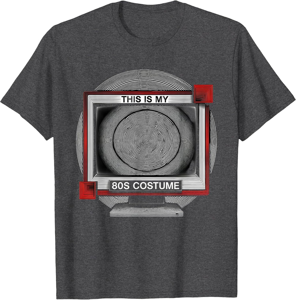 Men's This Is My 80s Costume Op Art Moiré Vintage Party T-Shirt - Dark Heather Grey