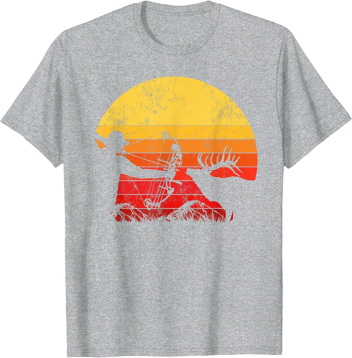 Bowhunter Vintage Retro Style Bow Hunting T-Shirt - Heather Grey
