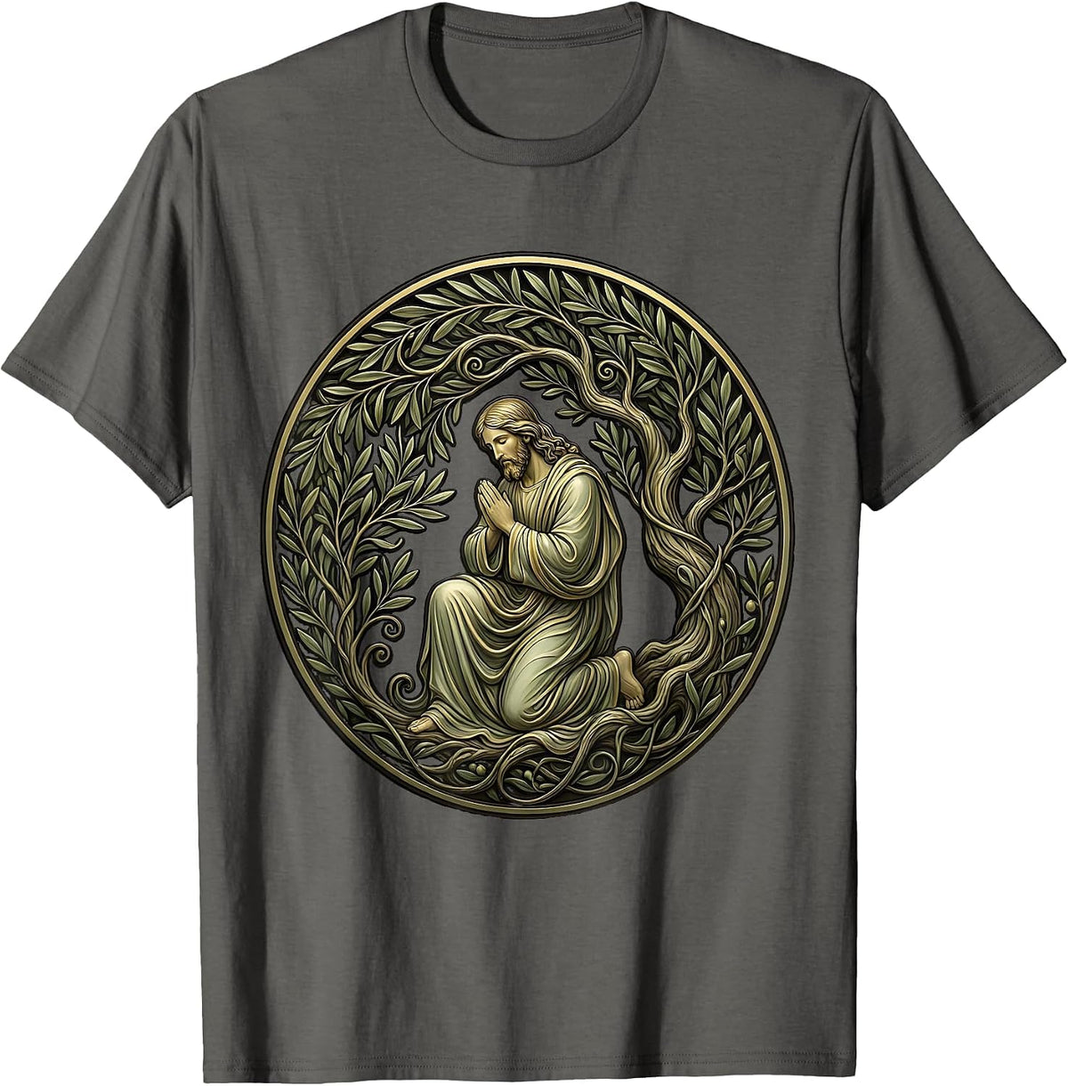 Men's Jesus Kneeling in the Garden of Gethsemane T-Shirt - Asphalt Grey