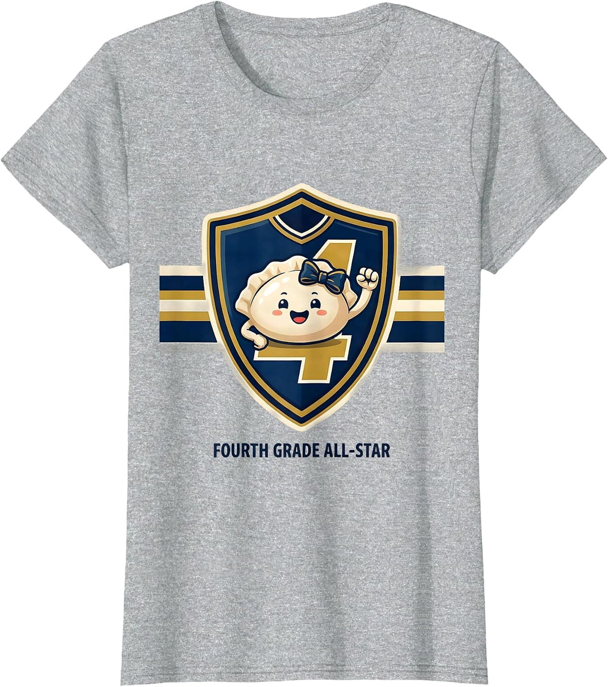 Women's Fourth Grade All-Star Cute Dumpling Back to School Girl T-Shirt - Heather Grey