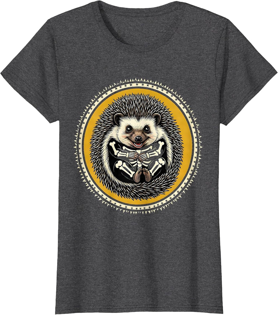 Women's Toddler Hedgehog Skeleton Onesie Halloween T-Shirt - Dark Heather Grey