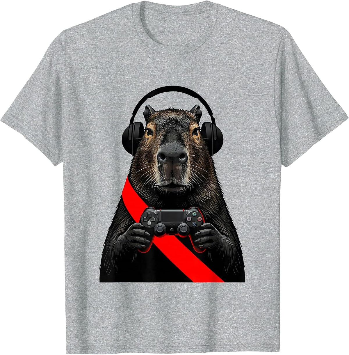 Men's Capybara Gamer Bruh Meme Humor Swiss International T-Shirt - Heather Grey