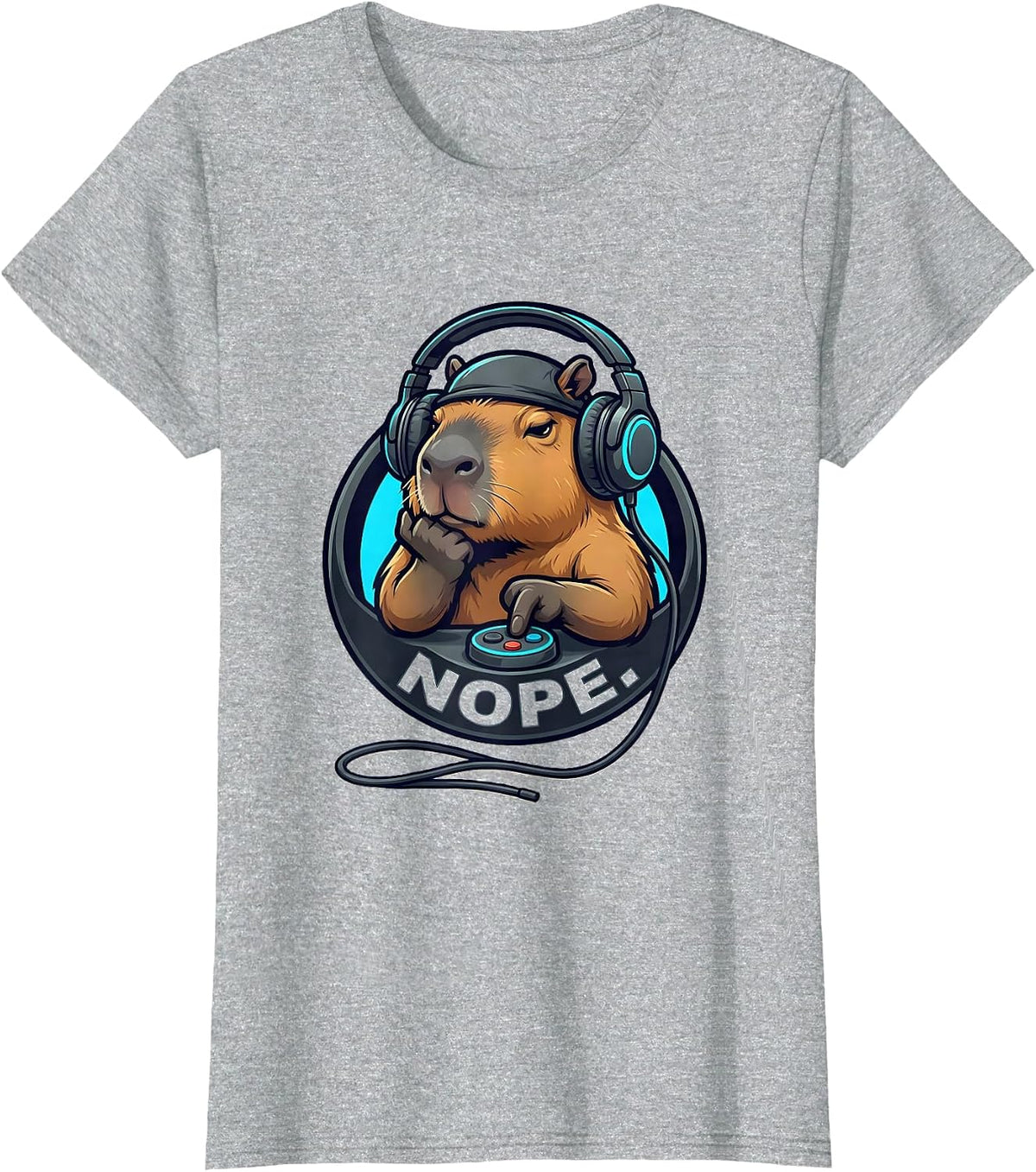 NOPE Funny Capybara Gamer Meme Humor T-Shirt - Heather Grey