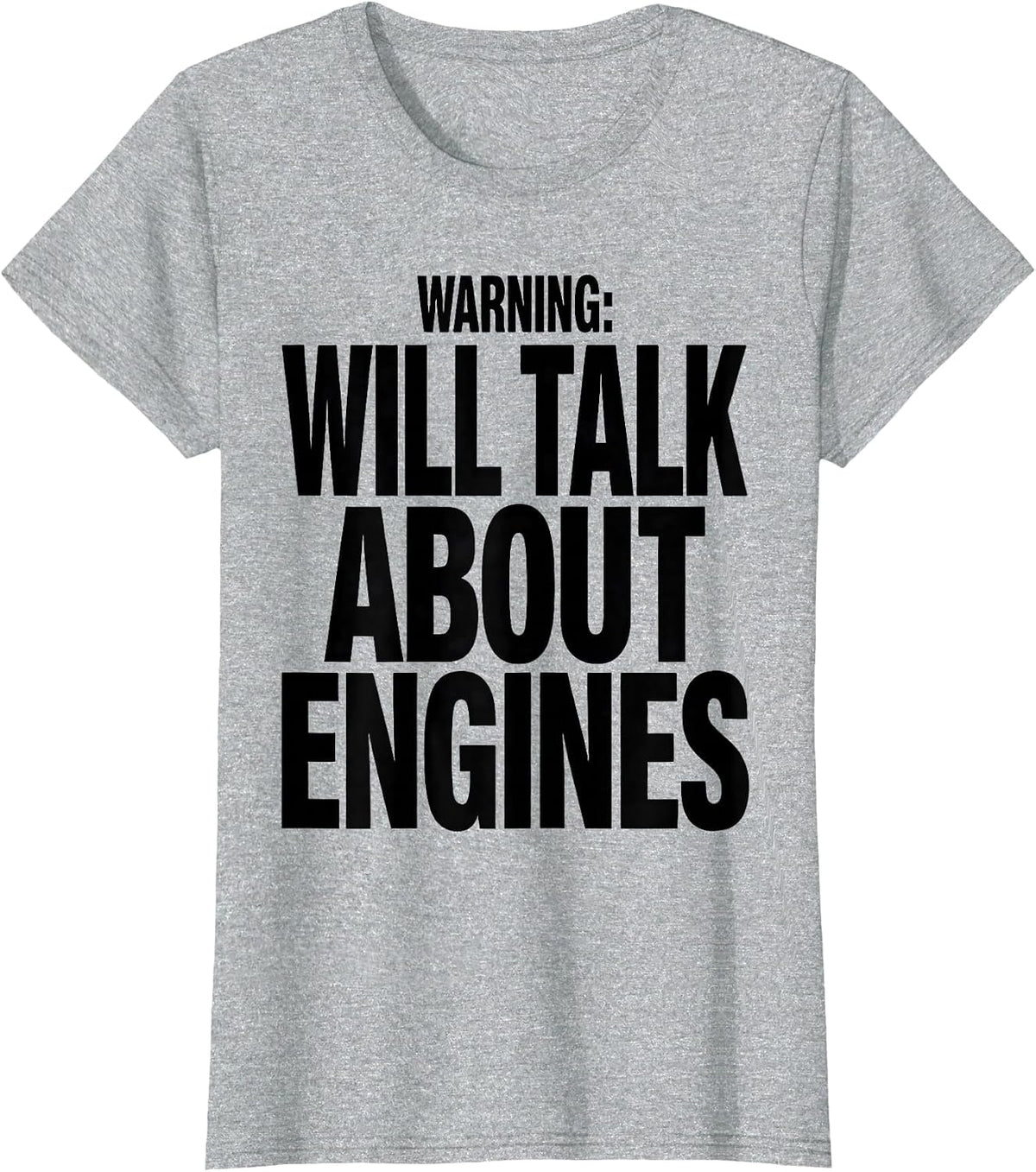Warning: Will Talk About Engines Funny Mechanic Engine Block T-Shirt - Heather Grey