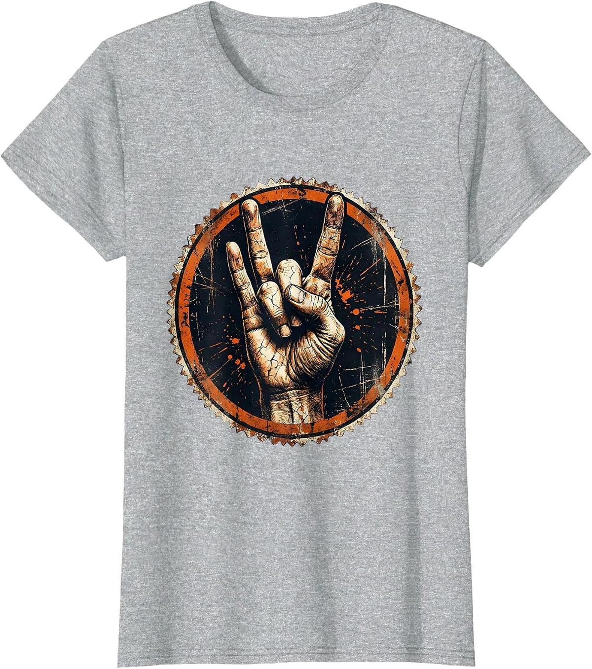 Women's Devil Horns Hand Gesture Rock Music Graphic T-Shirt - Heather Grey