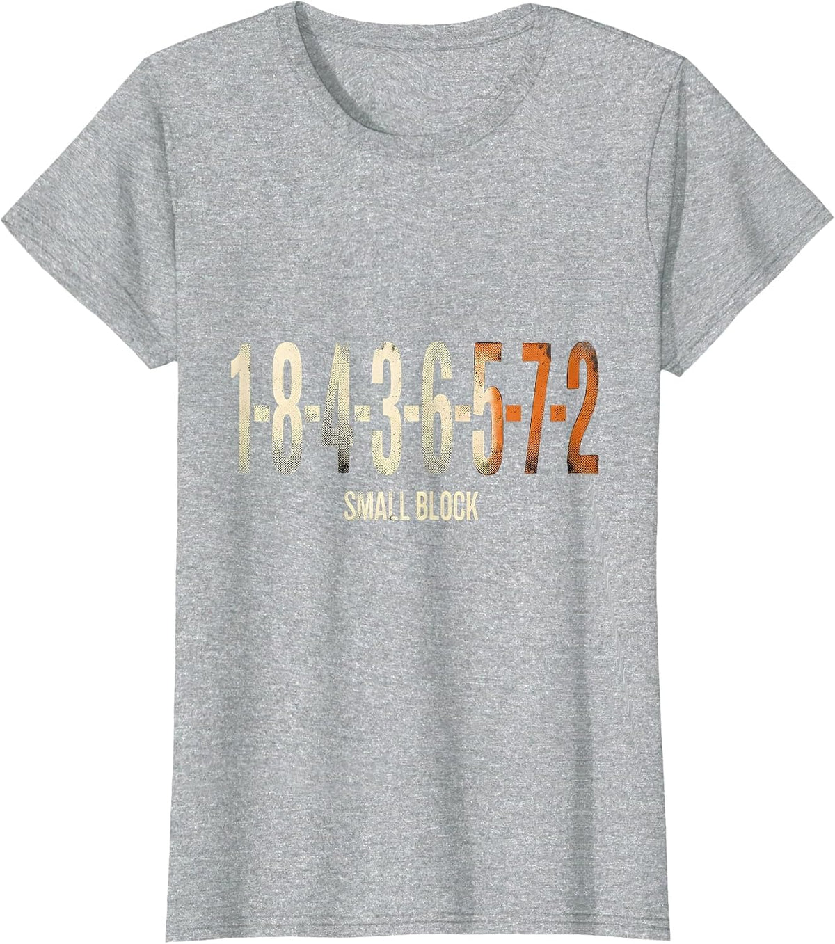 Women's 1-8-4-3-6-5-7-2 Small Block Funny Mechanic Car Engine Humor T-Shirt - Heather Grey