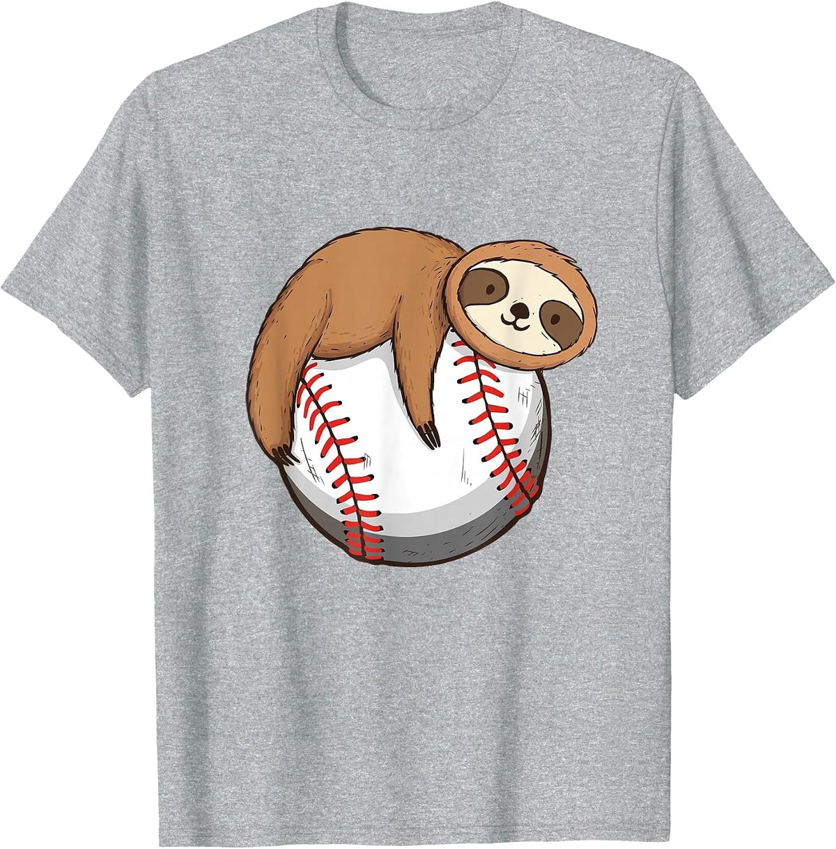 Sloth Baseball Player - Catcher Pitcher Animal Nature Lover T-Shirt - Heather Grey