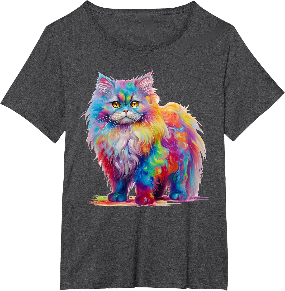 Cute Colorful Persian Cat for Cat Lovers T-Shirt - Dark Heather Grey