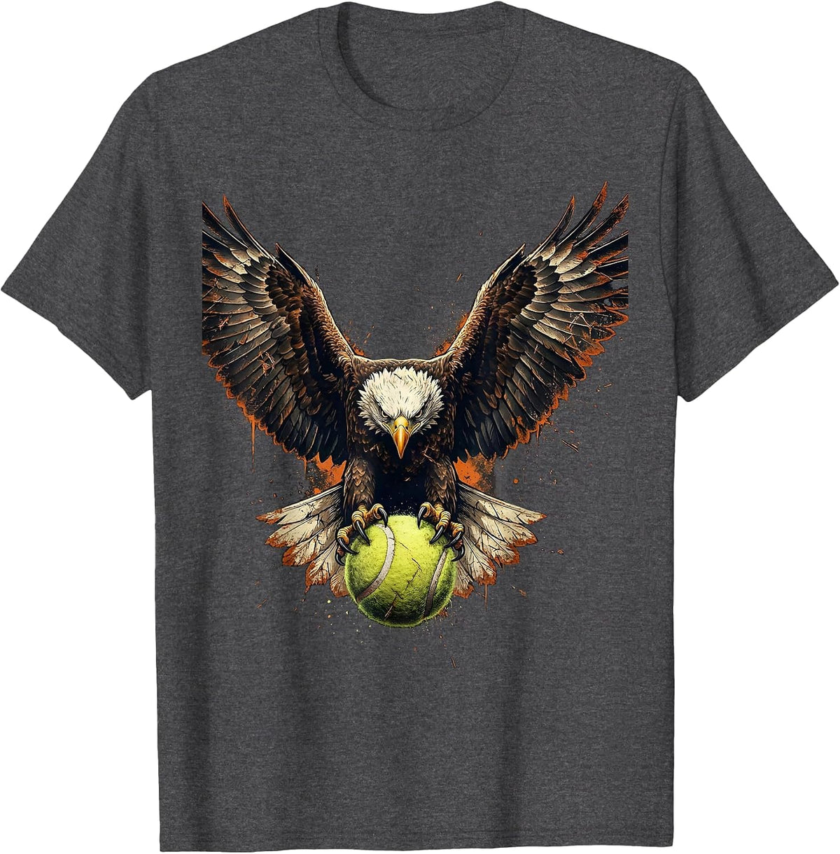 Eagle Snatching Tennis Ball Mid-Flight Graphic T-Shirt - Dark Heather Grey