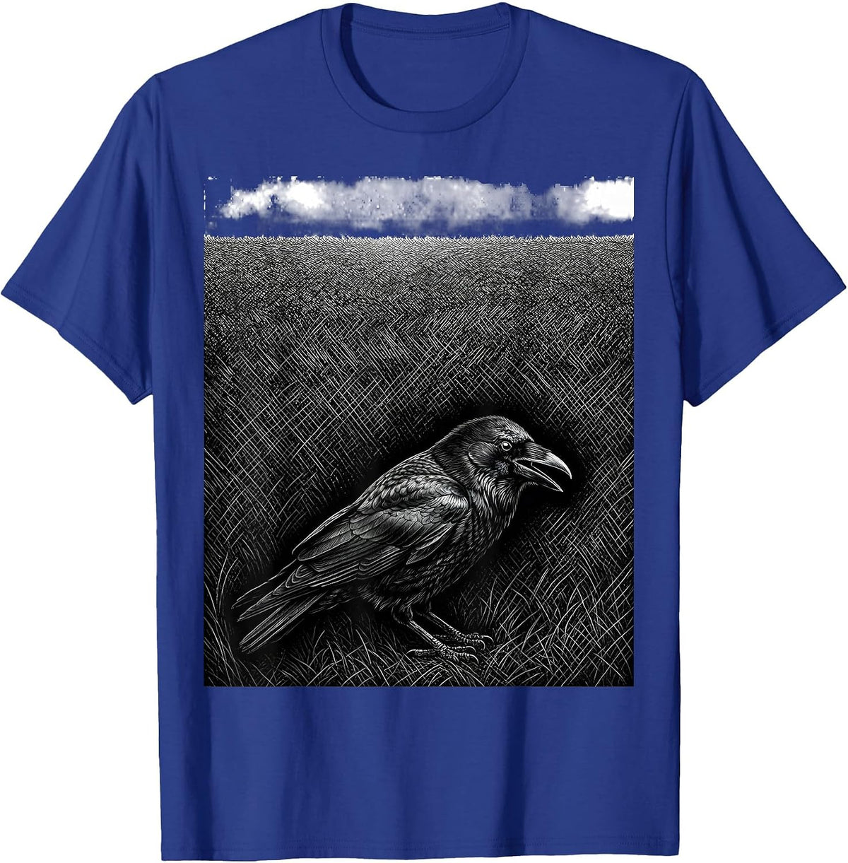 Crow Silhouette Dark Humor Gothic Bird Lover T-Shirt - Royal Blue