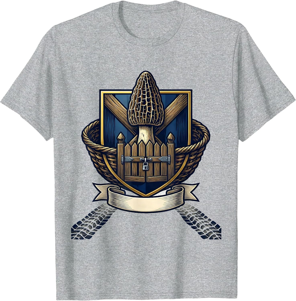 Men's Symmorphic Morel Emblem Mushroom Forager Gift T-Shirt - Heather Grey