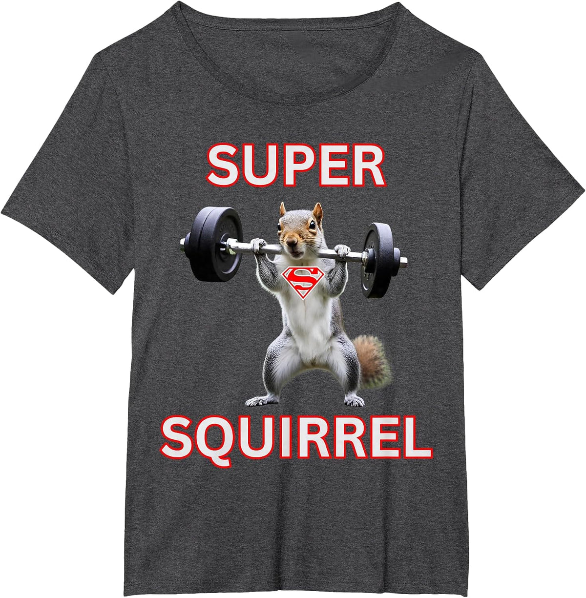 Super Squirrel Weightlifter Squirrel Superhero Costume T-Shirt - Dark Heather Grey