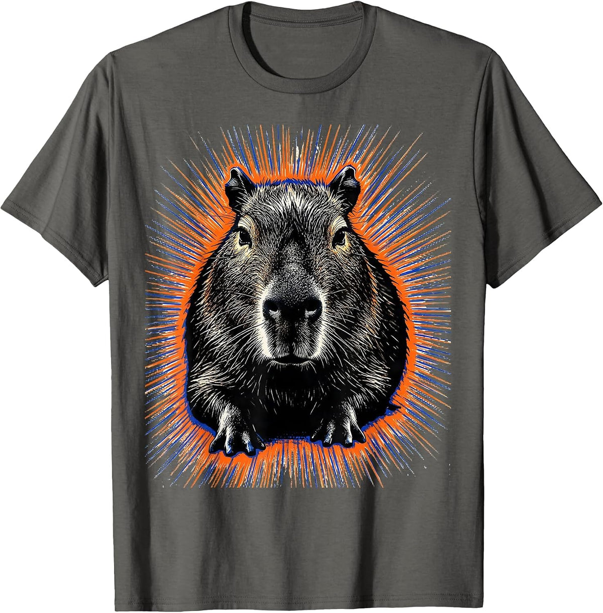 Capybara Photo Screenprint Funny Animal Meme Lover T-Shirt - Asphalt Grey