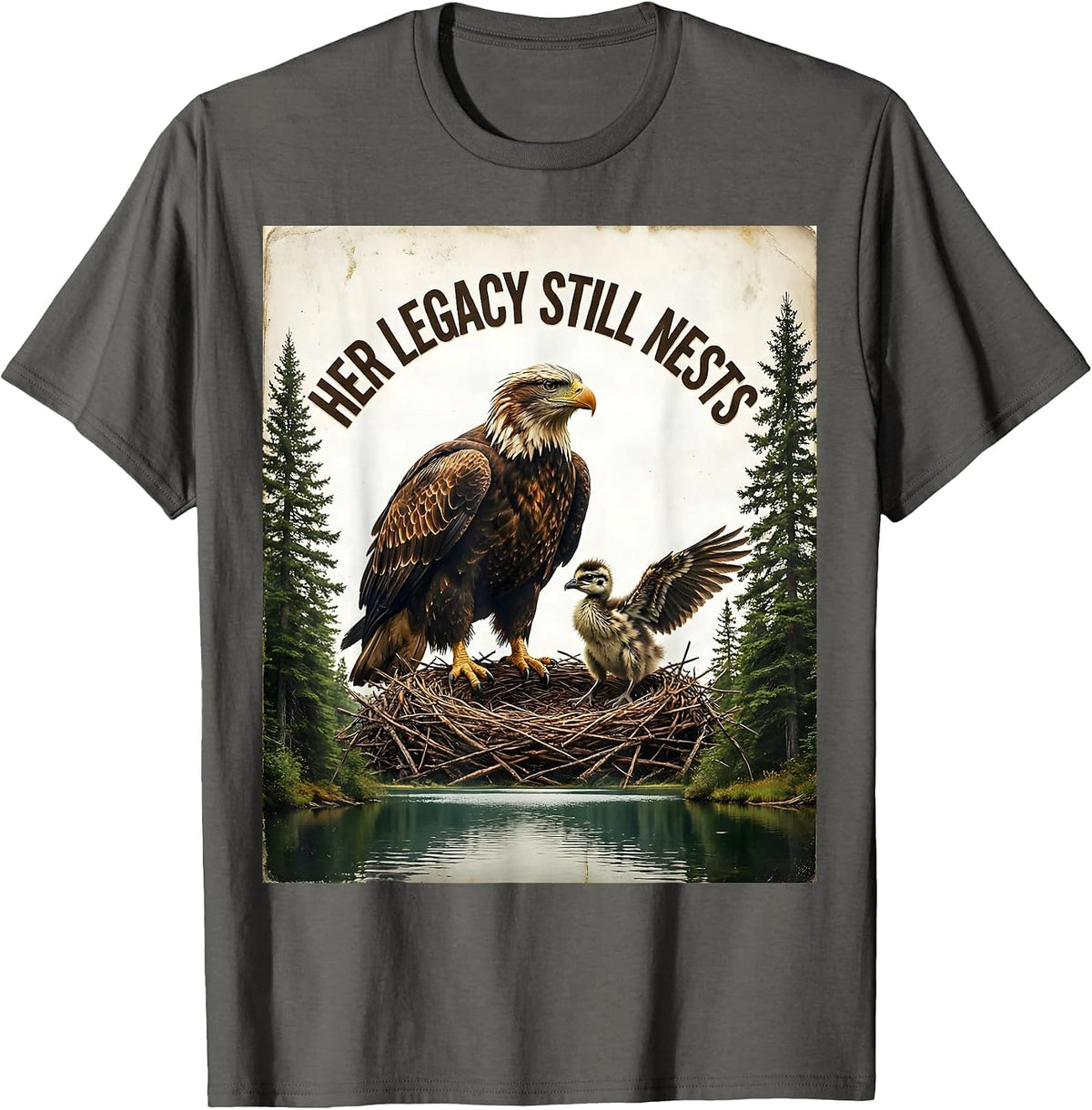 Men's Her Legacy Still Nests Vintage Jackie and Shadow Eagle T-Shirt - Asphalt Grey