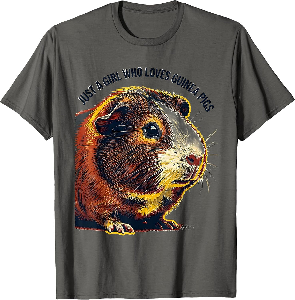 Just A Girl Who Loves Guinea Pigs Funny Pig Lover Gift T-Shirt - Asphalt Grey