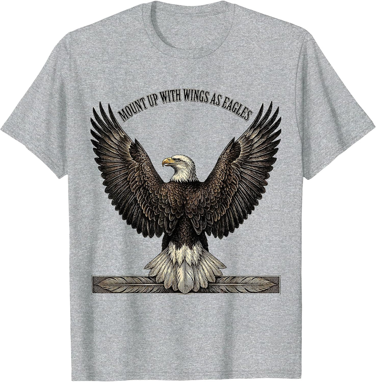Men's Mount Up With Wings As Eagles Vintage Eagle Faith Gift T-Shirt - Heather Grey
