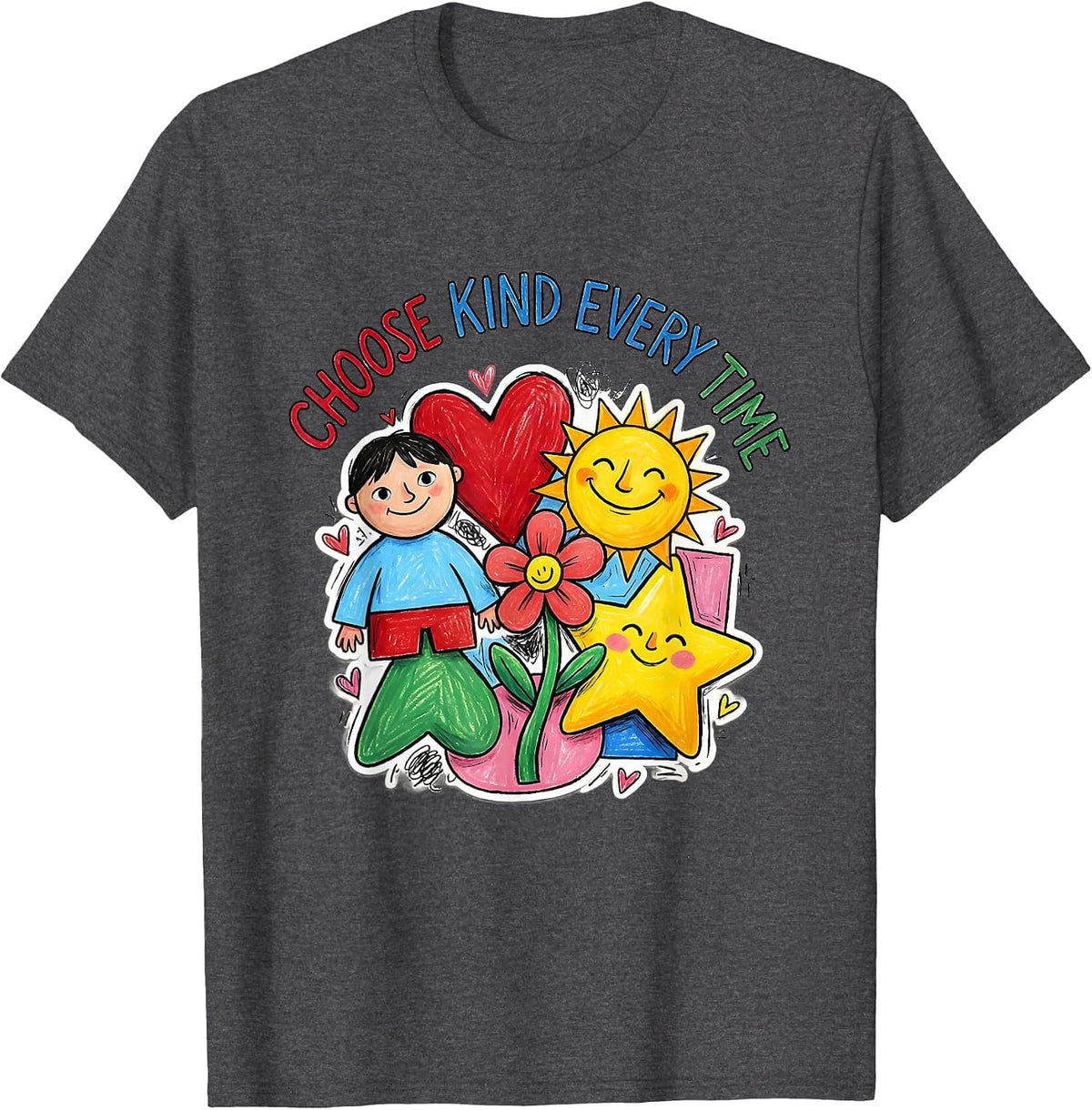 Choose Kind Every Time Kindness Graphic Design T-Shirt - Dark Heather Grey