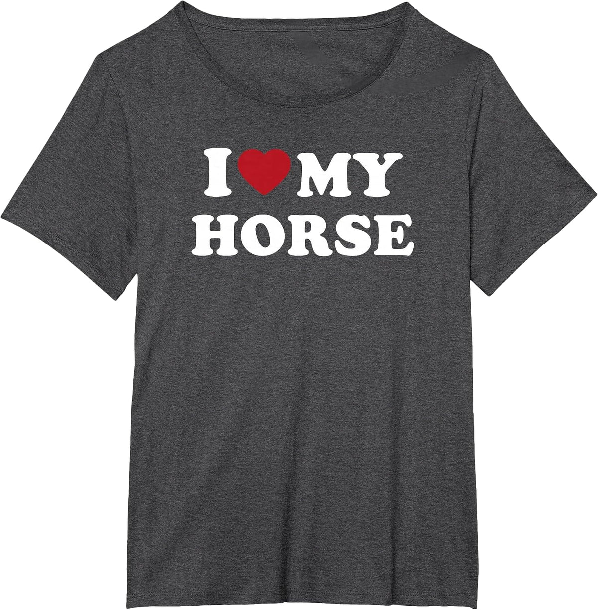 I Love My Horse Cute Equestrian Riding Animal Design T-Shirt - Dark Heather Grey