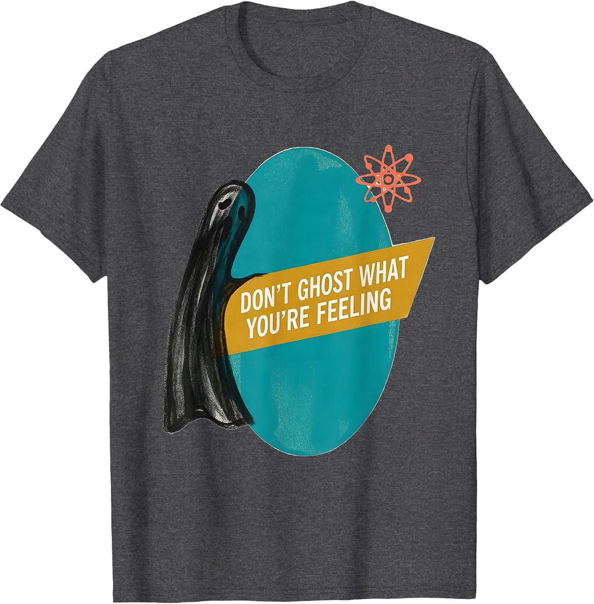 Men's Don't Ghost What You're Feeling Midcentury Modern Halloween T-Shirt - Dark Heather Grey