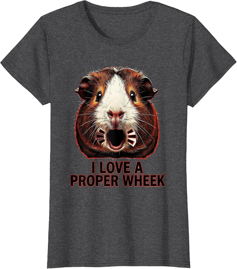 Women's I Love A Proper Wheek Funny Guinea Pig Pet Lover Humor T-Shirt - Dark Heather Grey