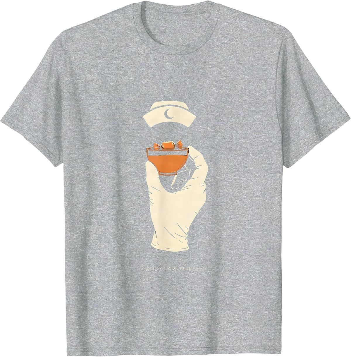 Men's Candy Care Nurses Funny Halloween Nurse Team Crew T-Shirt - Heather Grey