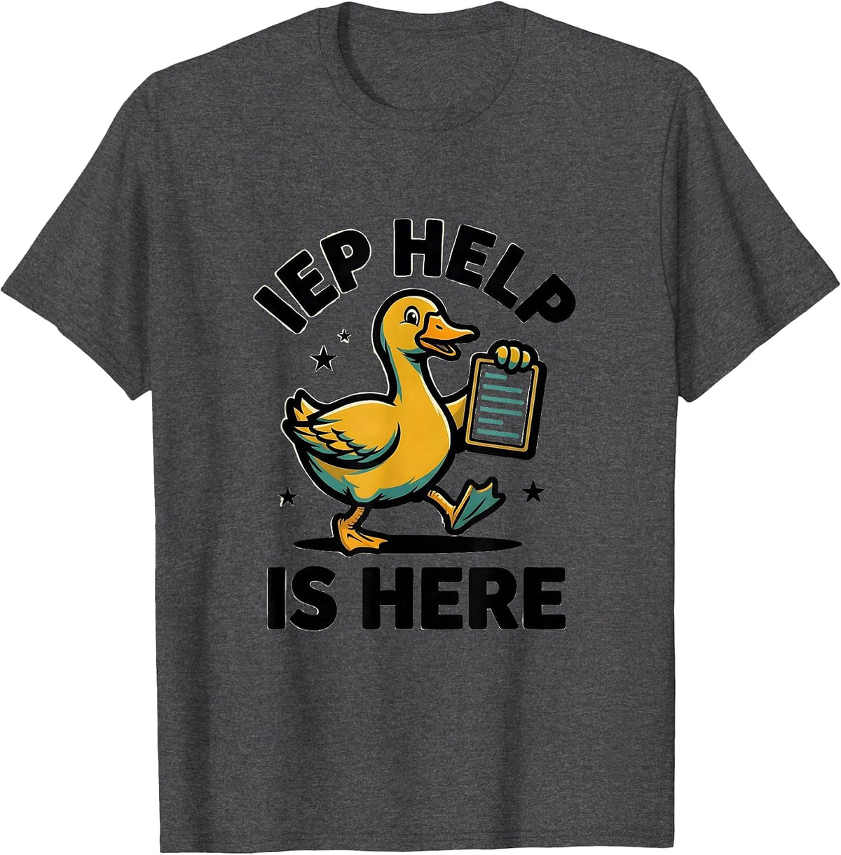 Men's IEP Help Is Here Funny Special Education Teacher SPED T-Shirt - Dark Heather Grey