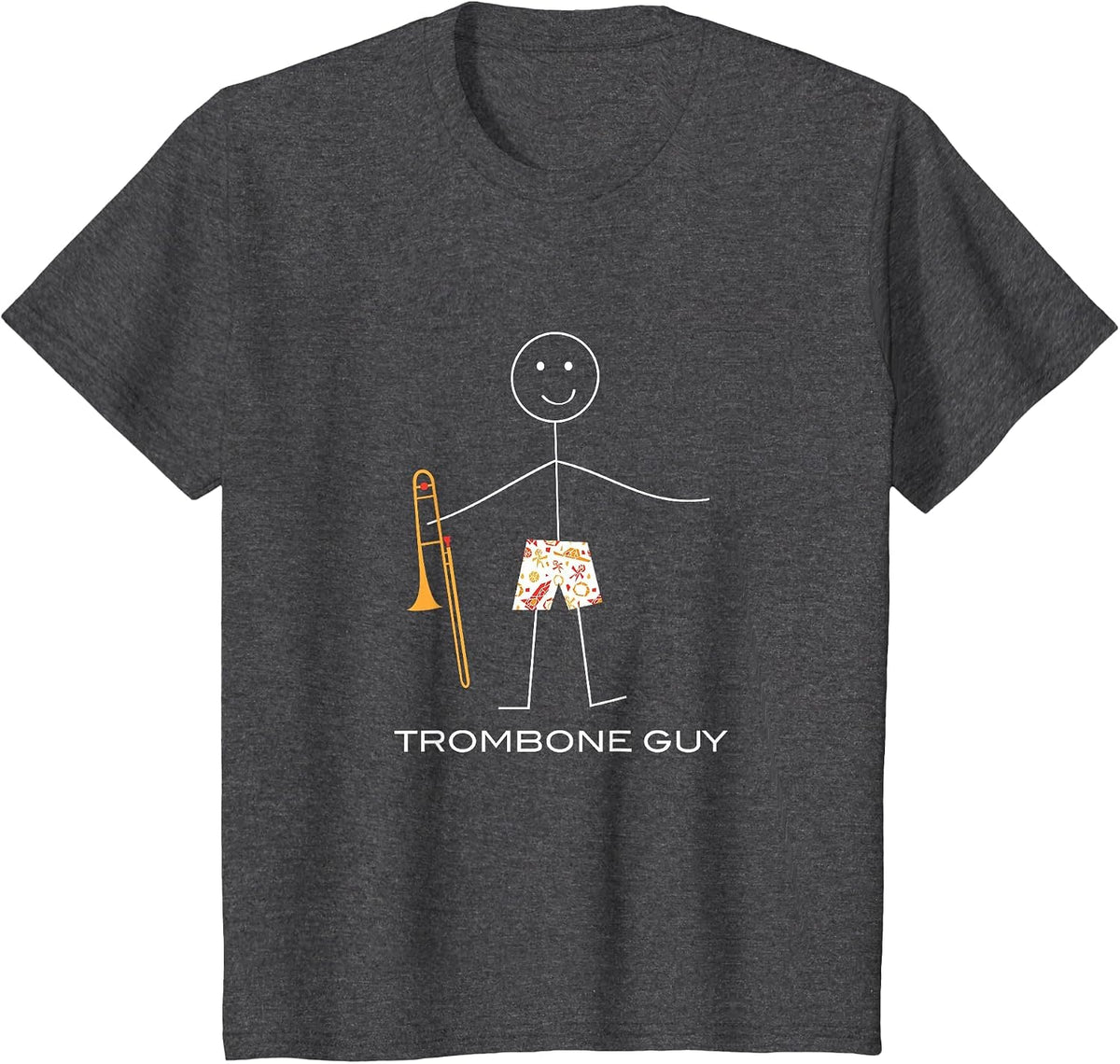 Funny Men Trombone Guy, Boy Trombonist T-Shirt - Dark Heather Grey