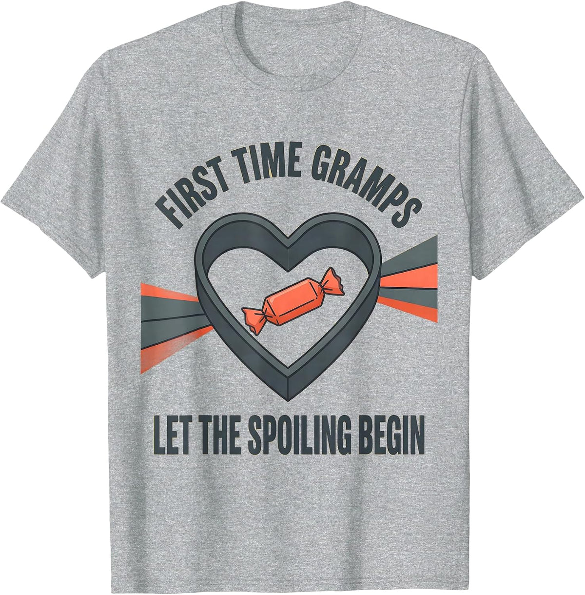 First Time Gramps Let The Spoiling Begin Grandpa T-Shirt, Men, Heather Grey, X-Large - As Pictured