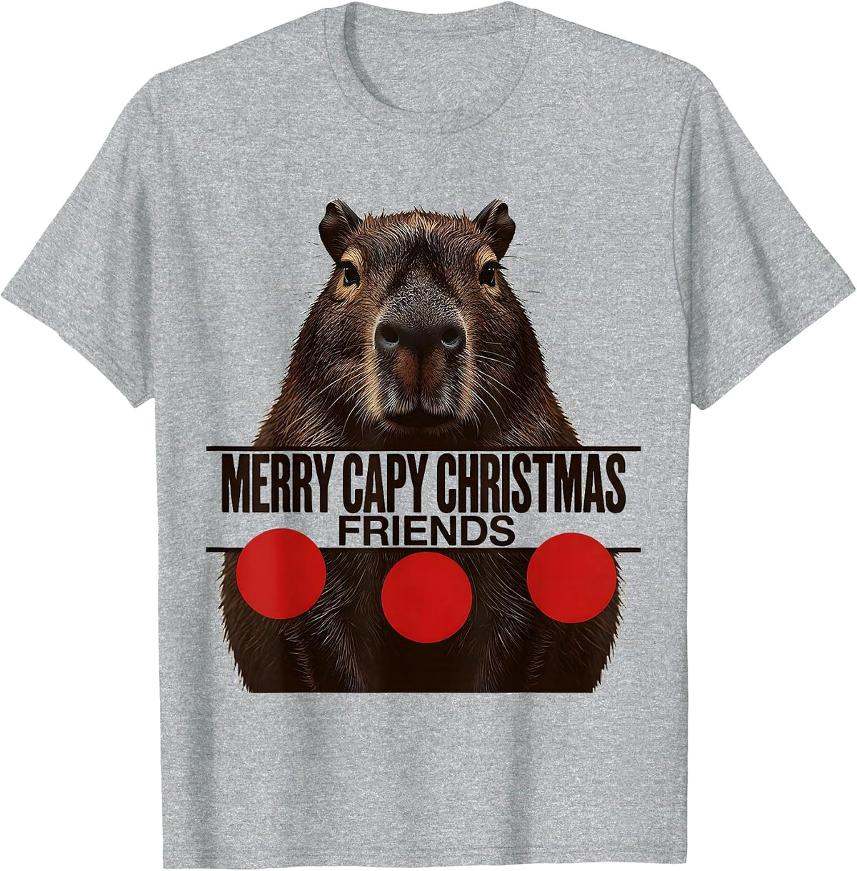Men's Merry Capy Christmas, Friends Whimsical Capybara Family T-Shirt - Heather Grey