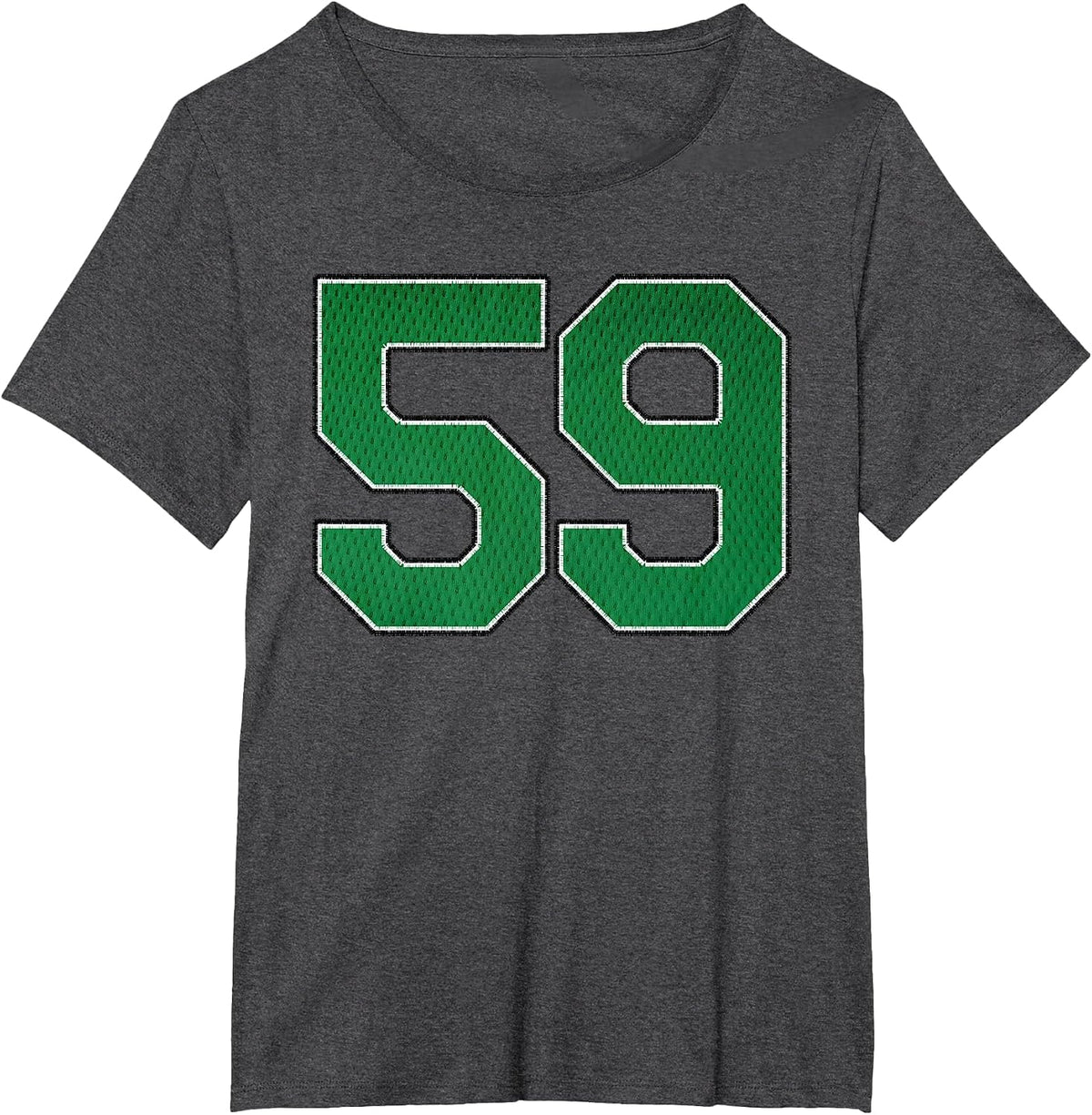 Sports Jersey Fan Player Supporter Kelly Green Number 59 T-Shirt - Dark Heather Grey