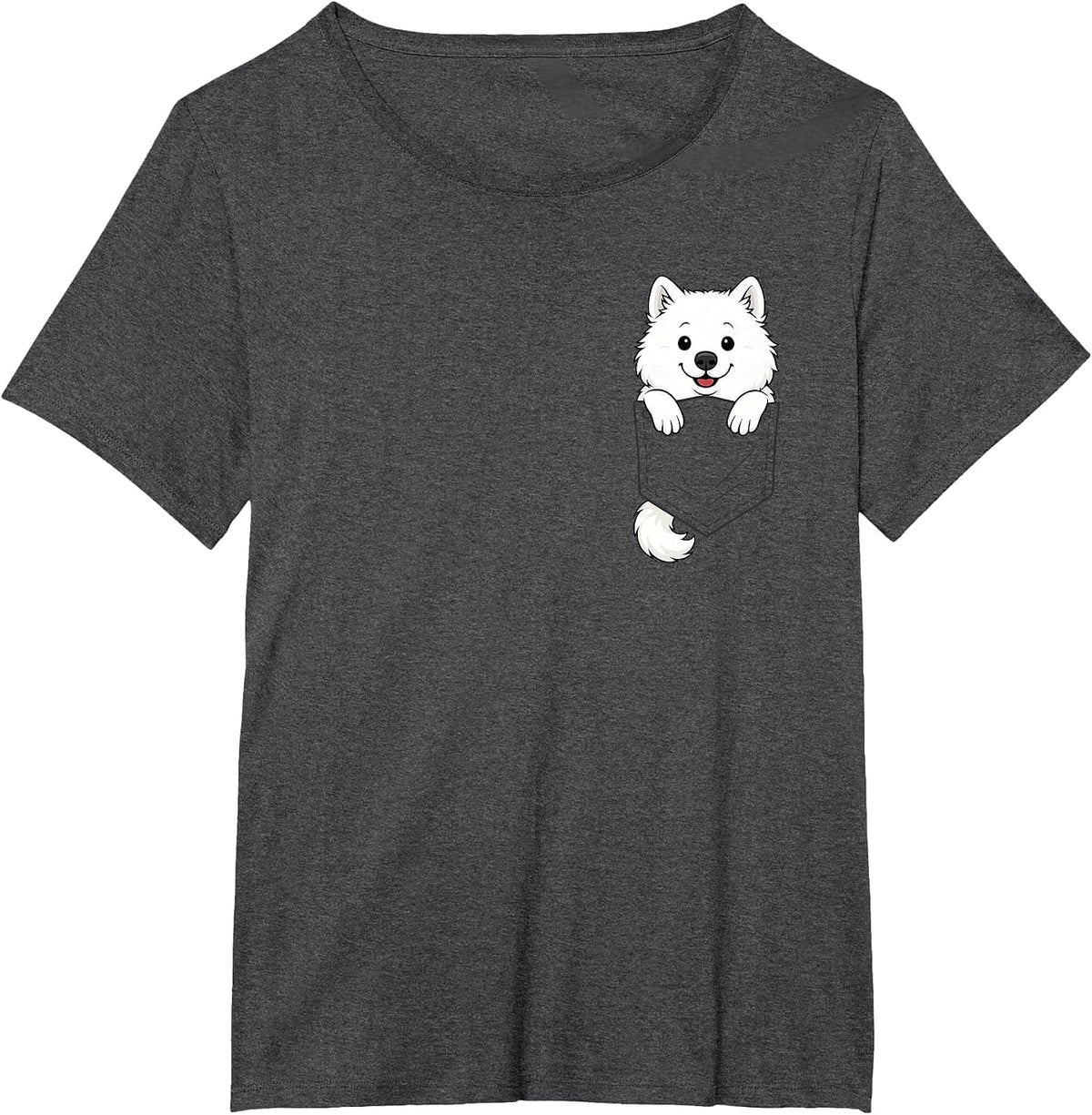 Funny Samoyed Peeking in Pocket Dog Puppy Pet Animal Lover T-Shirt - Dark Heather Grey