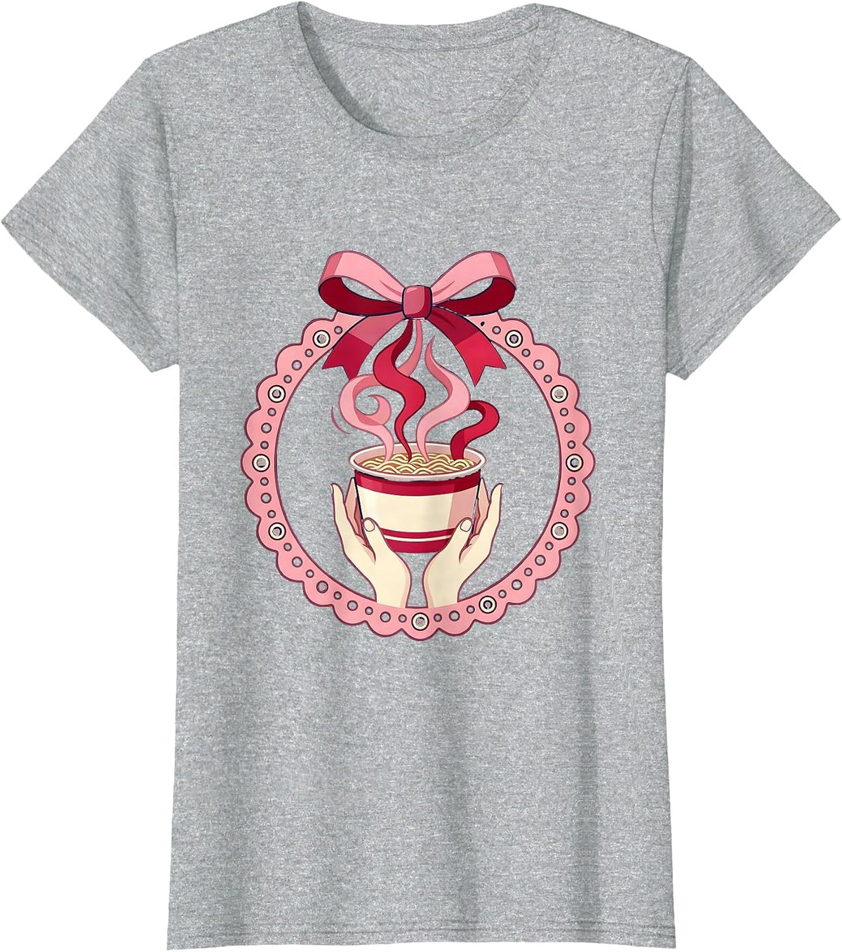 Women's Midnight Ramen Cup Graphic Tee T-Shirt - Heather Grey