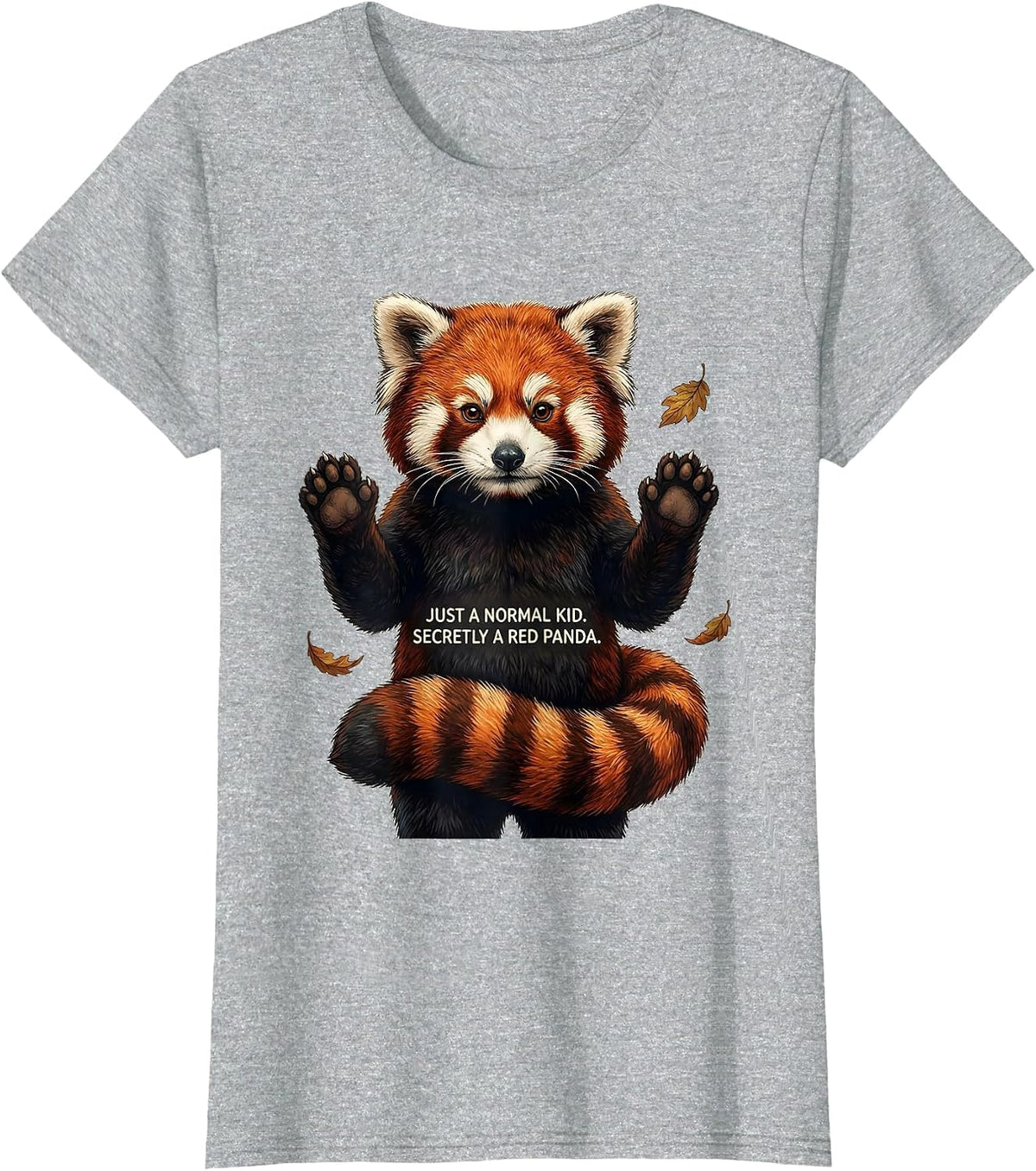 Just A Normal Kid Secretly A Red Panda Halloween Costume T-Shirt - Heather Grey