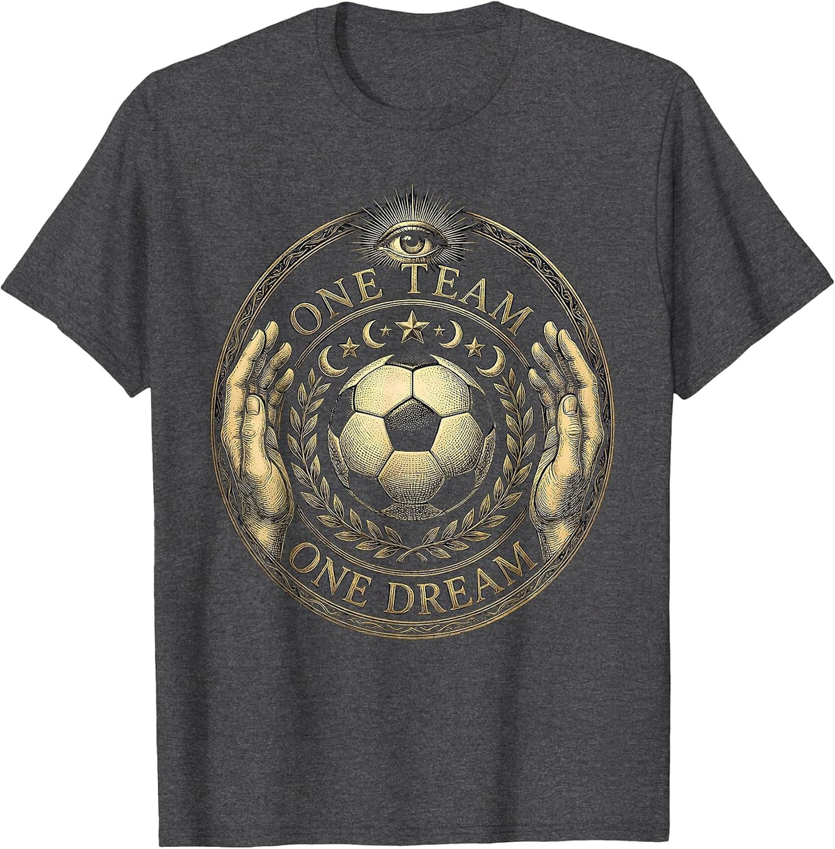 Men's One Team One Dream Soccer Graphic Design T-Shirt - Dark Heather Grey