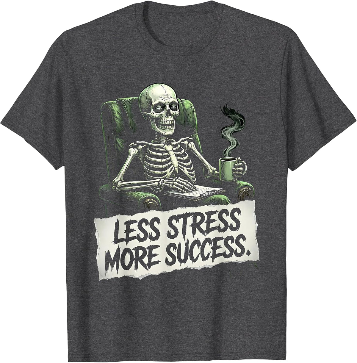 Less Stress More Success School Psychologist Design T-Shirt - Dark Heather Grey