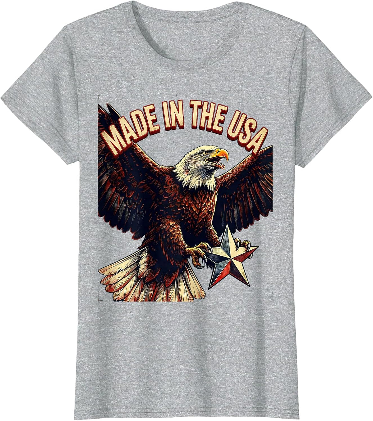Made in the USA Patriotic American Pride Design T-Shirt - Heather Grey