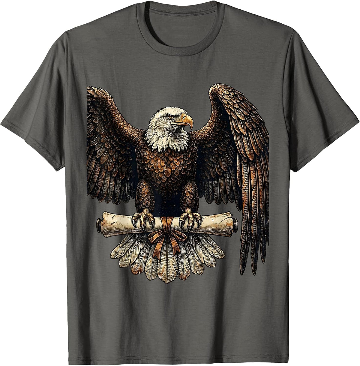 Eagle Clutching Diploma College Graduation Design T-Shirt - Asphalt Grey