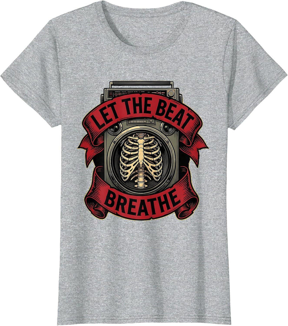 Let the Beat Breathe Hip Hop Music Design T-Shirt - Heather Grey