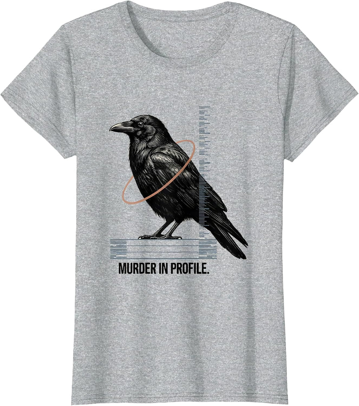Women's Murder In Profile Gothic Crow Raven Humor Literary Pun T-Shirt - Heather Grey