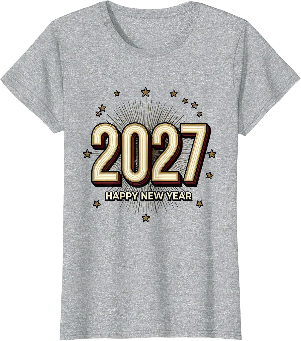 Happy New Year 2027 Sign Painter Showcard Family Party T-Shirt - Heather Grey