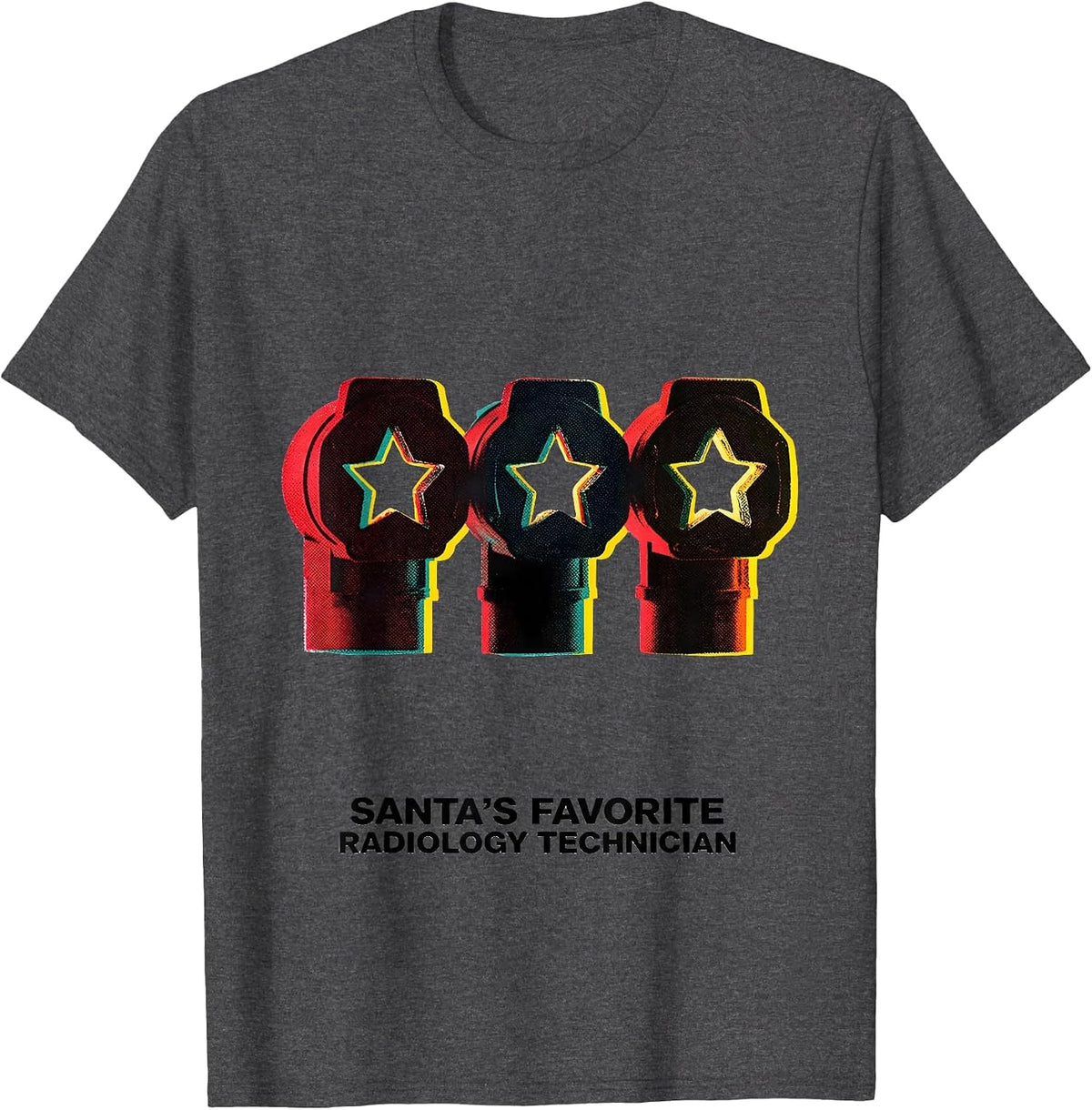 Men's Santa's Favorite Radiology Technician Funny Medical Tech T-Shirt - Dark Heather Grey