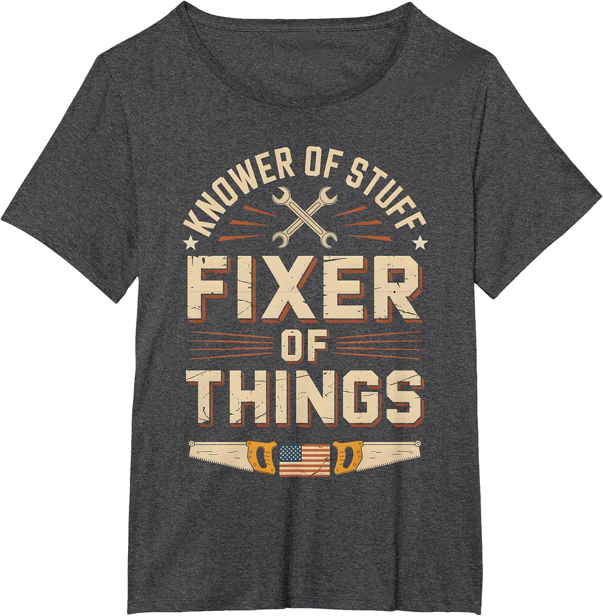 Vintage Knower of Stuff Fixer of Things Funny Dad T-Shirt - Dark Heather Grey