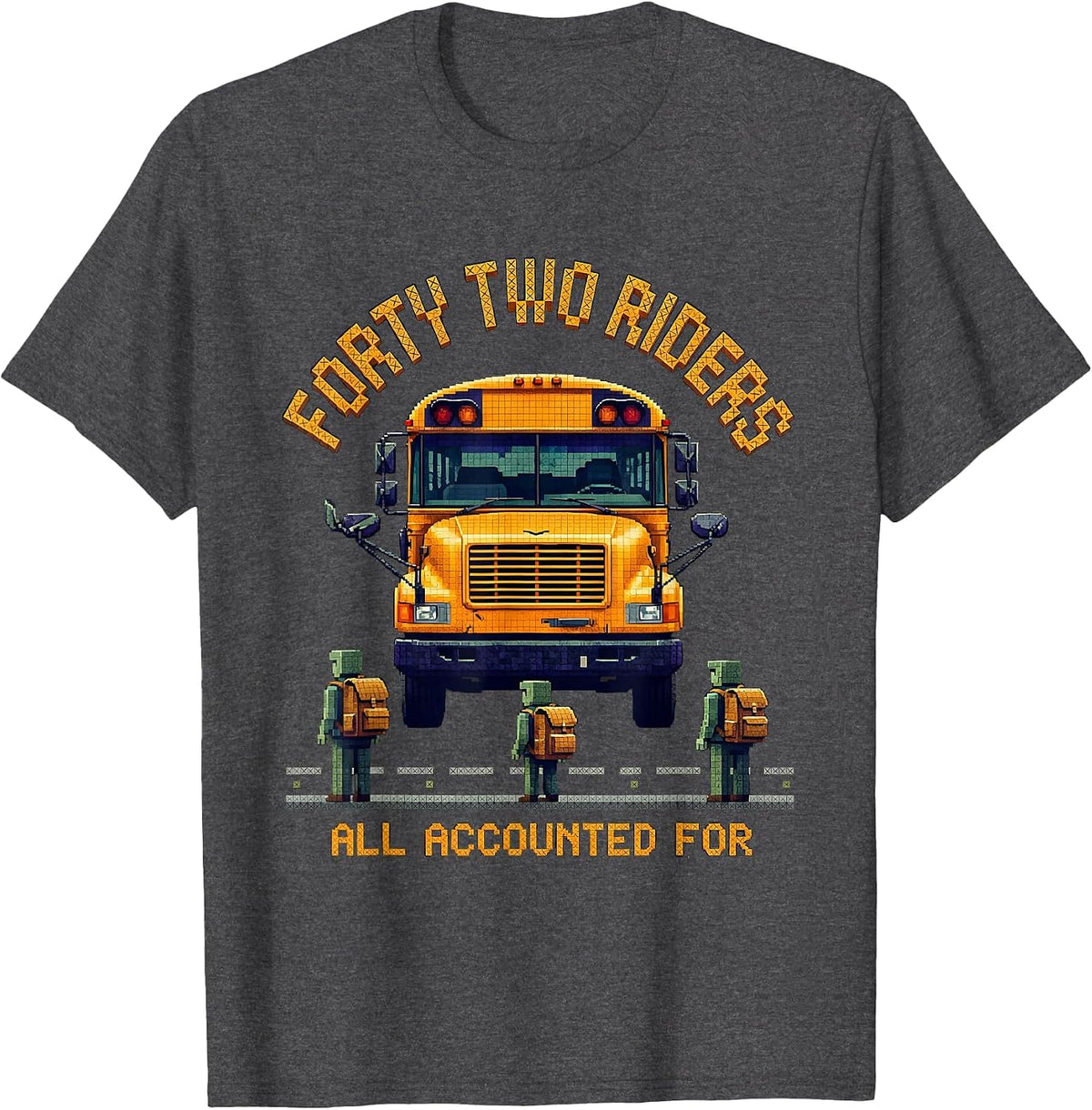 Forty Two Riders, All Accounted For Cross Stitch Sampler T-Shirt - Dark Heather Grey