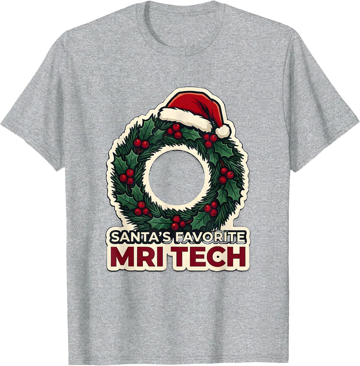 Men's Santa's Favorite MRI Tech Funny Radiology Tech Christmas T-Shirt - Heather Grey