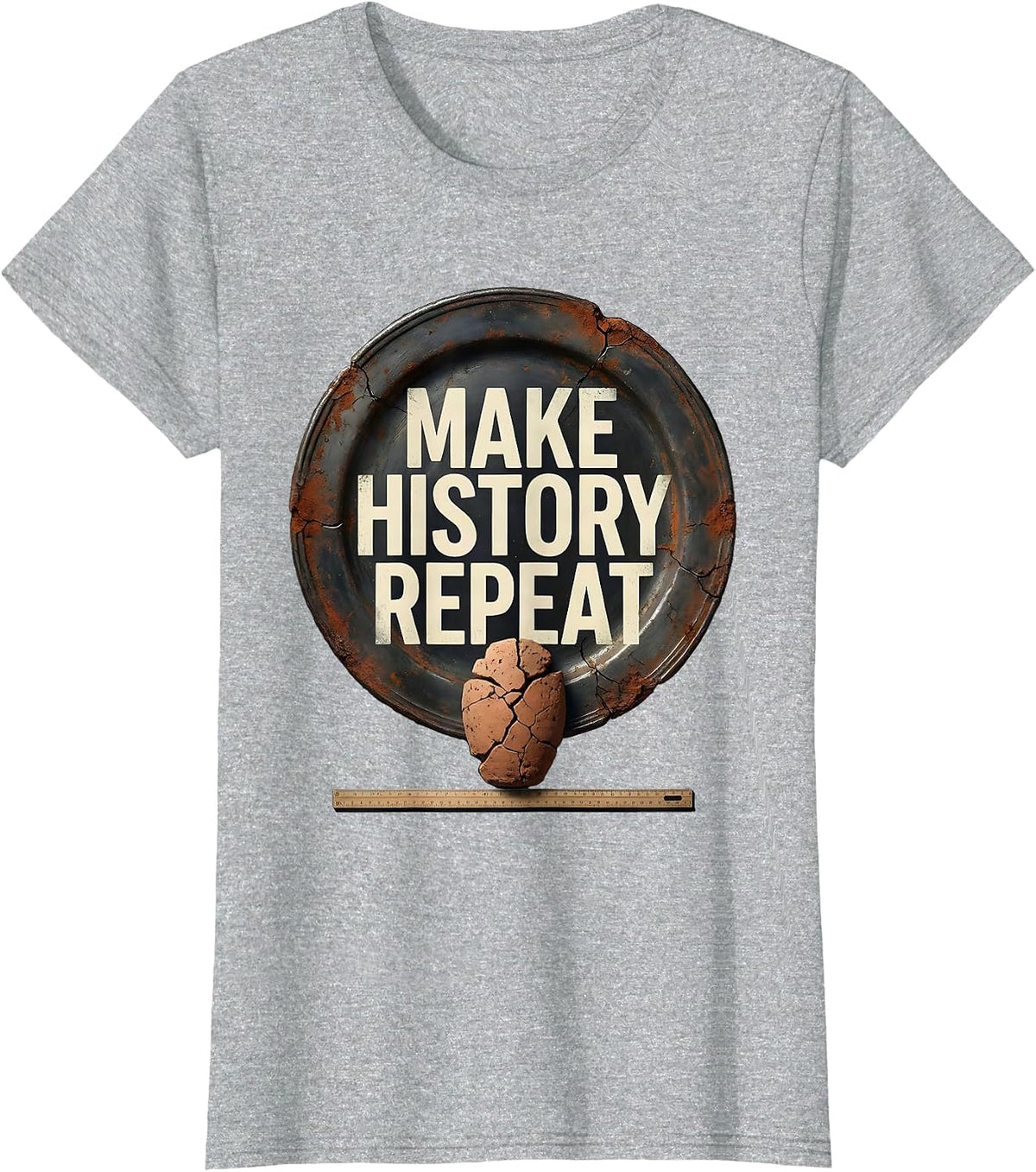 Make History Repeat Distressed Funny History Teacher Gift T-Shirt - Heather Grey