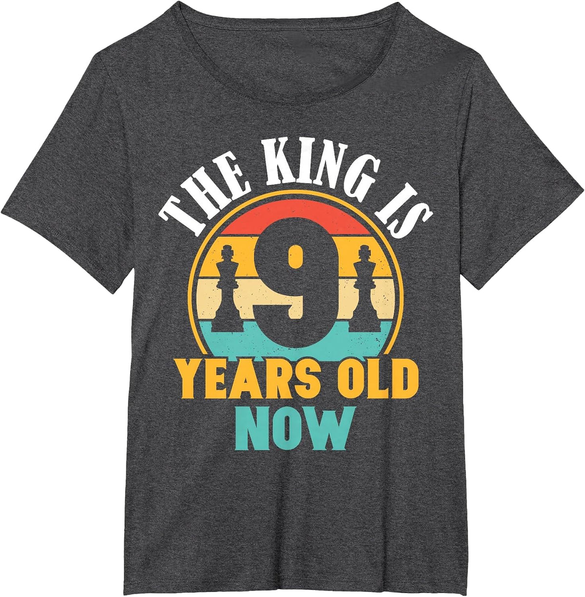 Chess Lover 9th Birthday Chess 9 Years Old Boy Birthday T-Shirt - Dark Heather Grey