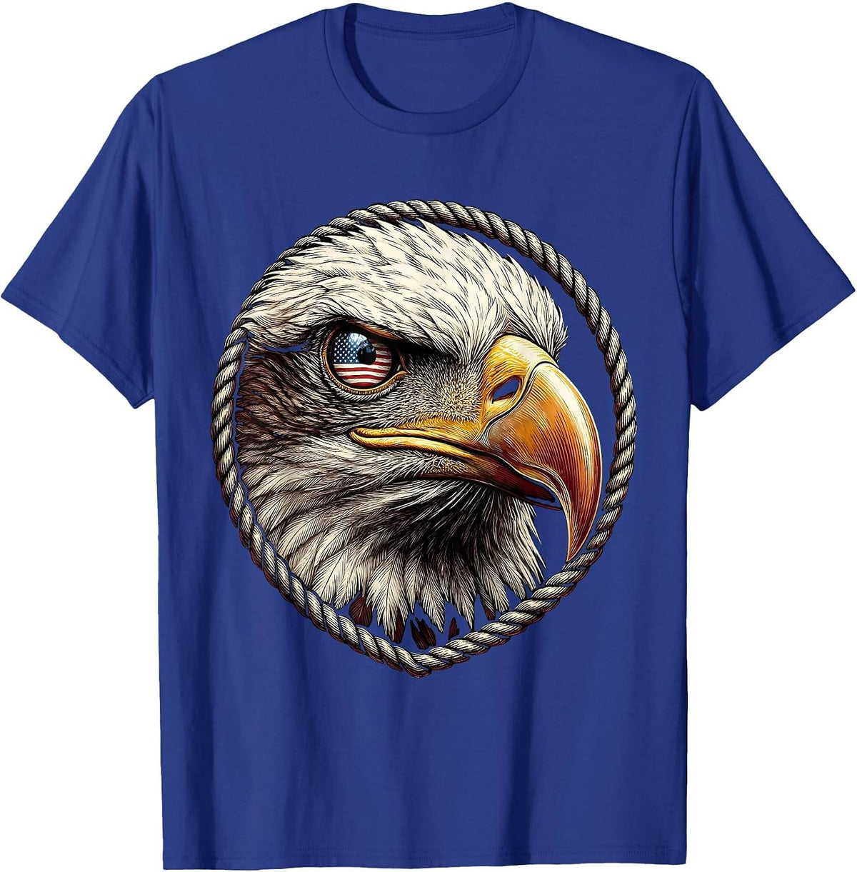 American Flag Eagle Eye Patriotic Graphic T-Shirt - Royal Blue