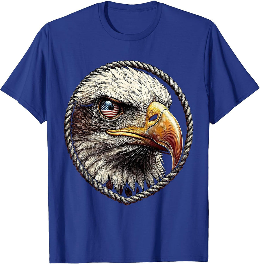 American Flag Eagle Eye Patriotic Graphic T-Shirt - Royal Blue
