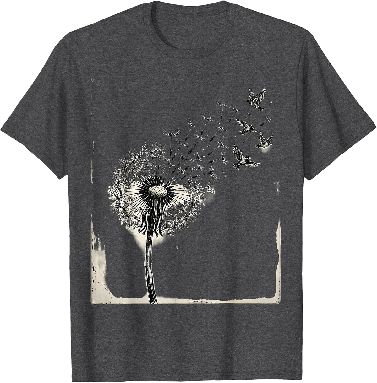 Men's Dandelion Birds Suicide Prevention Awareness T-Shirt - Dark Heather Grey