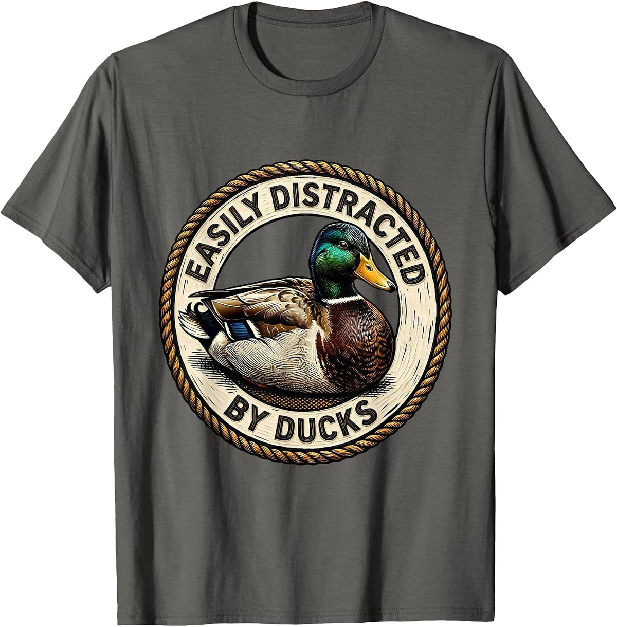 Men's Easily Distracted By Ducks Funny Duck Lover T-Shirt - Asphalt Grey